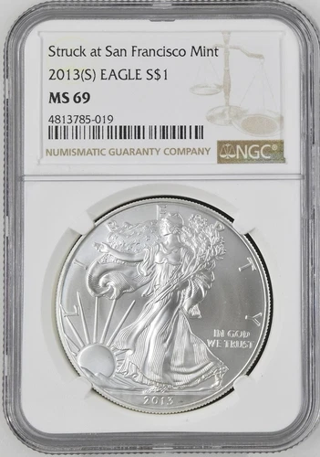 2013(S) SILVER EAGLE S$1 MS69 NGC