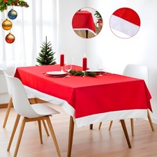 Rectangle Table Cover Cloth Washable Tablecloth Christmas Red Soft Xmas Party