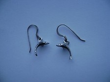 Sterling Silver Dolphin Dangle Hook Earrings New