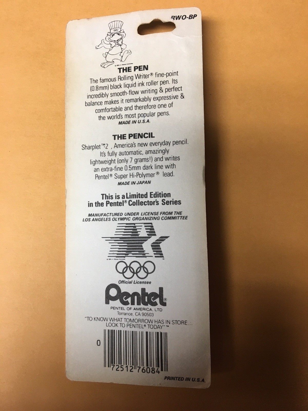 Pentel Official Licensed Pen and Pencil set 1984 Los Angeles Olympics. Japan