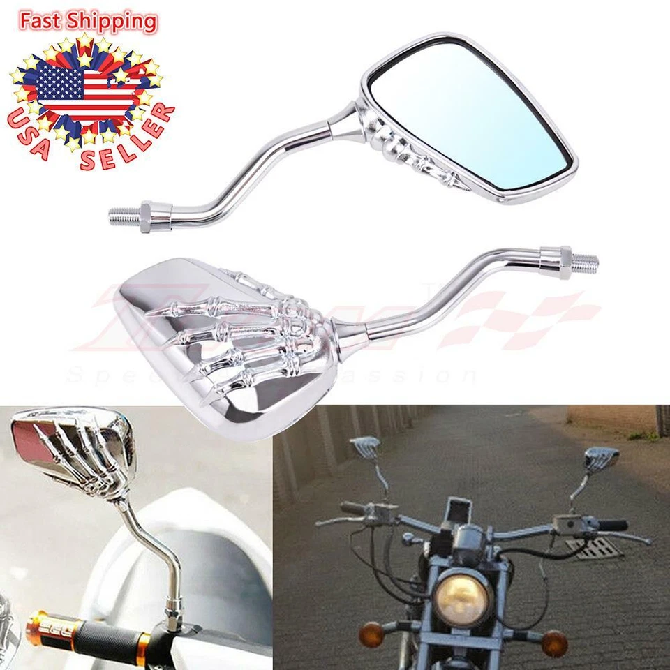 Espejos retrovisores Skull moto para Honda CB 350 450 500 550 600 650 Suzuki Foto 4 de 4