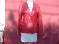 Mng Mango Red Lamb Genuine Leather Women's Coat Jacket Sz 40 M