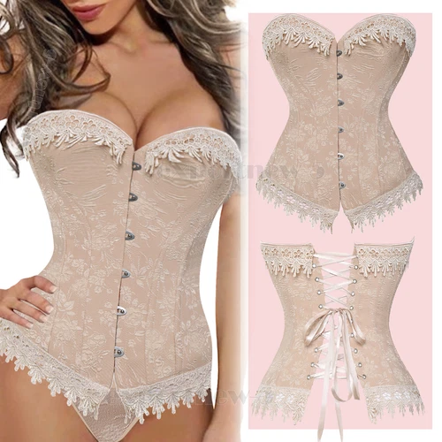 Mujeres Corsé Floral con Cordones Corsé Burlesco Deshuesado Sobre Busto Bustier Prendas para el torso S-6XL - Imagen 24 de 35