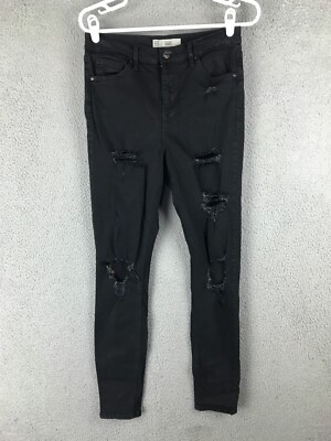 Topshop Moto Jamie Womens High Rise Skinny Black Jeans Size 30