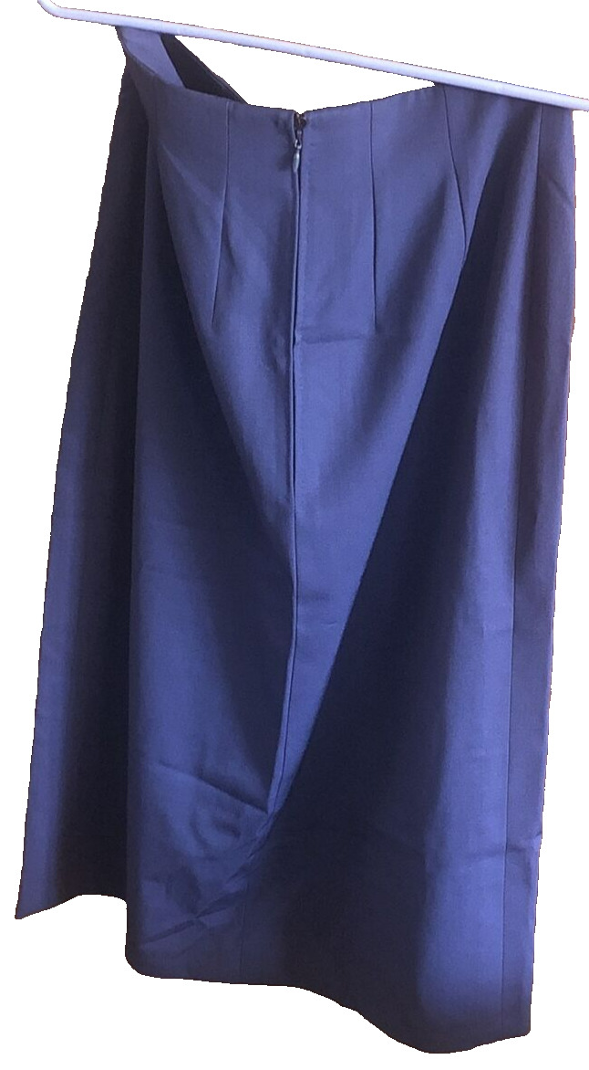 Celine Paris France 42 Solid NAVY 100% Wool Skirt… - image 7