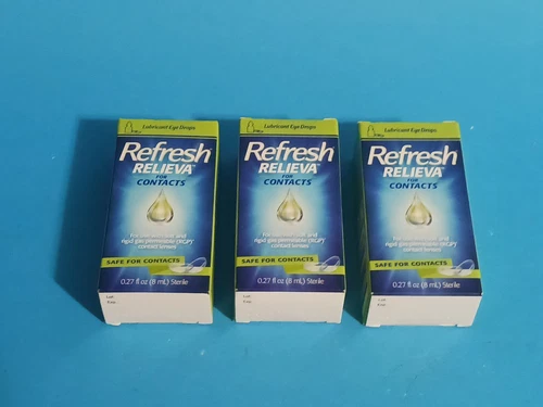 EXP 09/2025 3 Lot REFRESH RELIEVA - FOR CONTACTS - Eye Drops 0.27oz 8mL