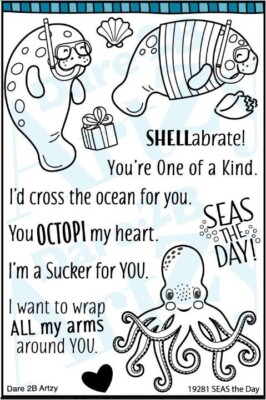 NEW - Dare 2B Artzy ~ SEAS the Day ~ Clear Stamps 19281 ~ Ocean - Nautical