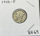 1919 D Denver Mercury Dime VF Silver