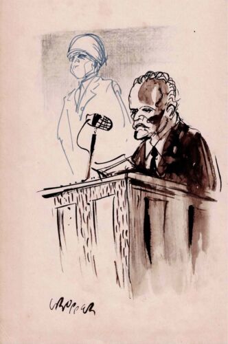 William Grooper original Paint-wash drawing Testimony