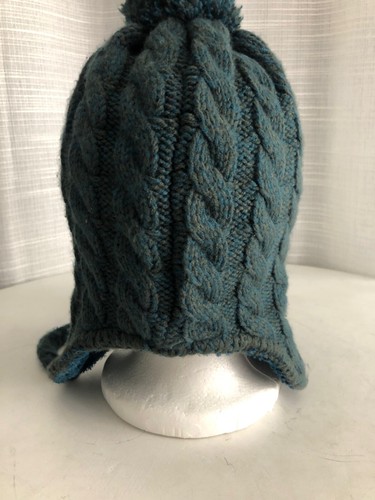 Womens Teal Fuzzy Earflap Beanie 