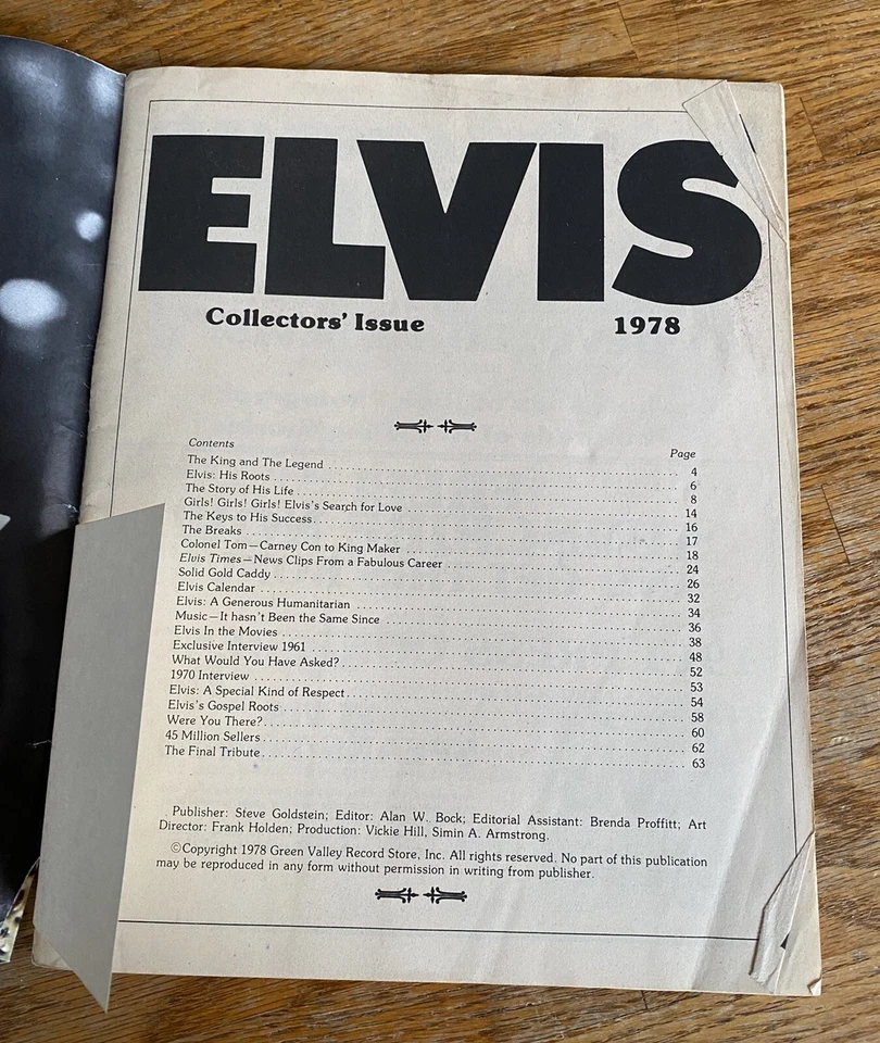 1978 ELVIS COLLECTOR'S ISSUE Magazine Elvis Presley w/ Flexi Record Near Mint - Image 3 of 4