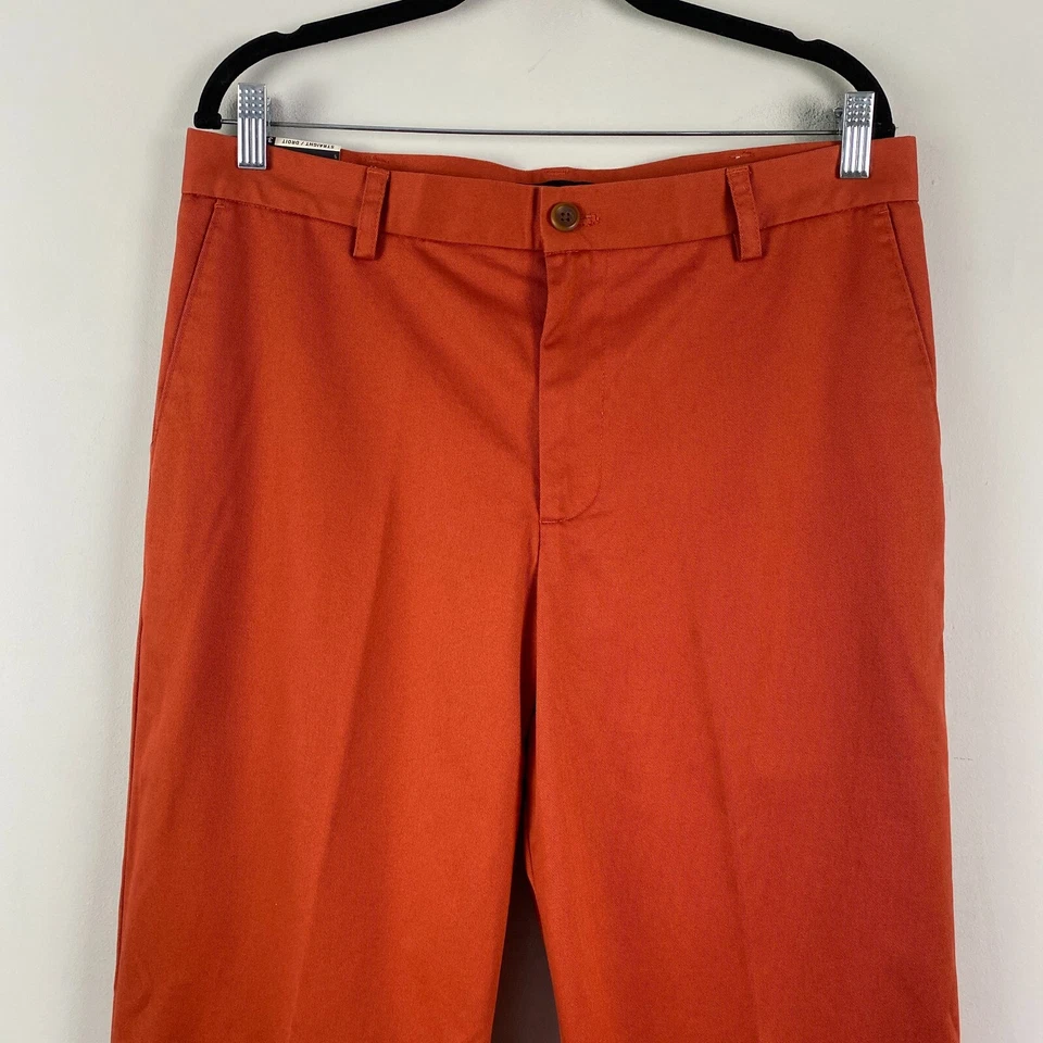 IZOD American Chino Pants Mens 34x34 Wrinkle Free Rust Orange Smooth Touch - Image 2 of 4