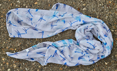 Weiß & blau Libelle Insektendruck Damen Mode Schal Halstuch Sarong UK Verkäufer