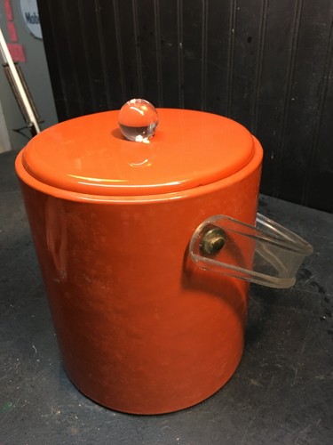 Vintage Mid Century Brown and Clear Lucite Plastic Ice Bucket 8in Kraftware - Picture 5 of 10