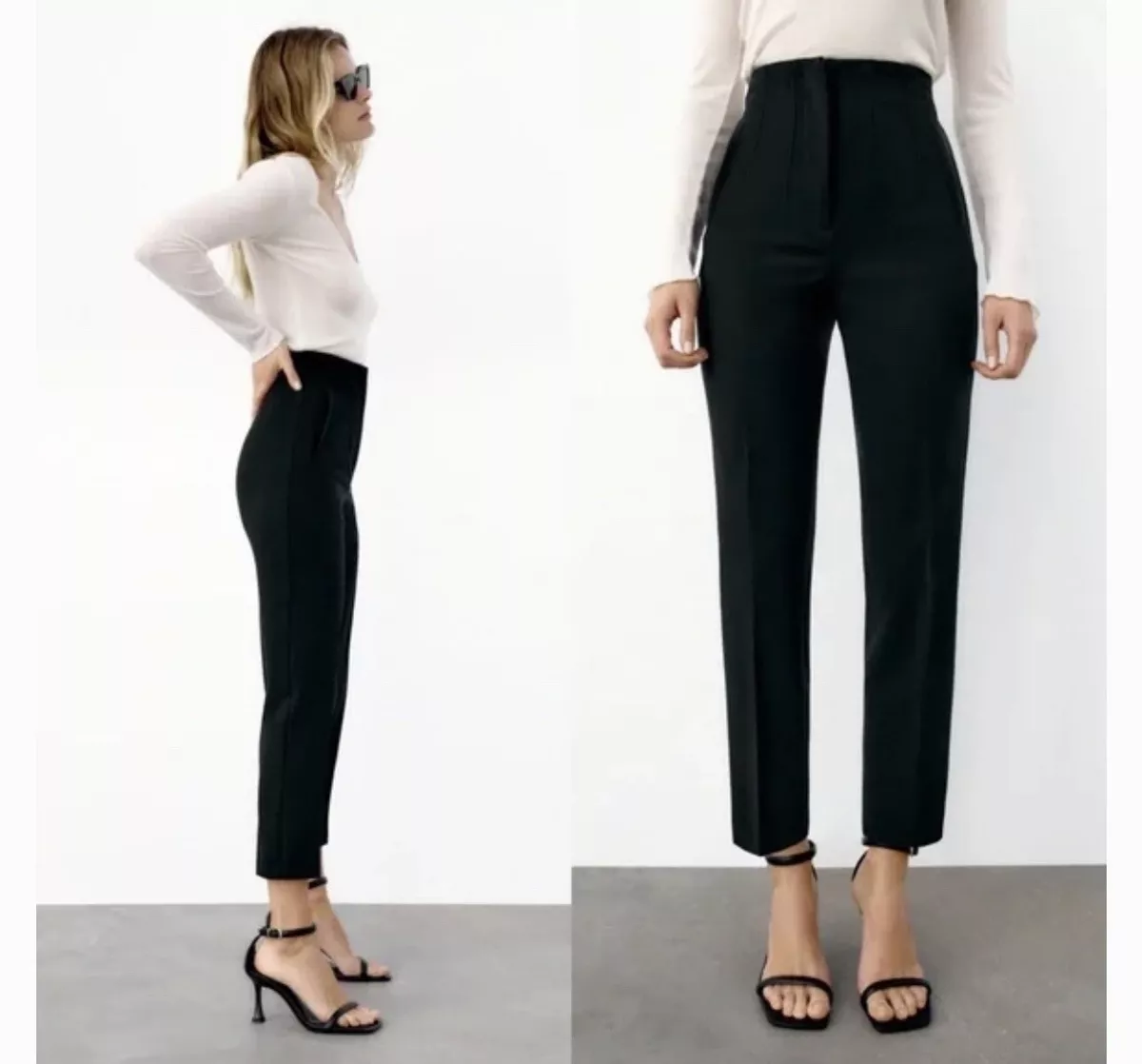 ZARA HIGH-WAISTED BLACK PANTS Size XS New