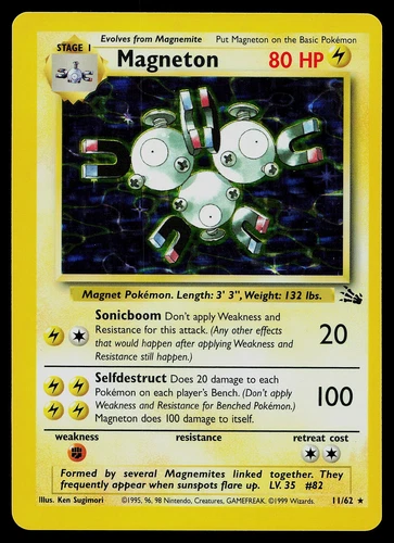 Pokemon Card - Magneton OC Error Fossil 11/62 Holo Rare