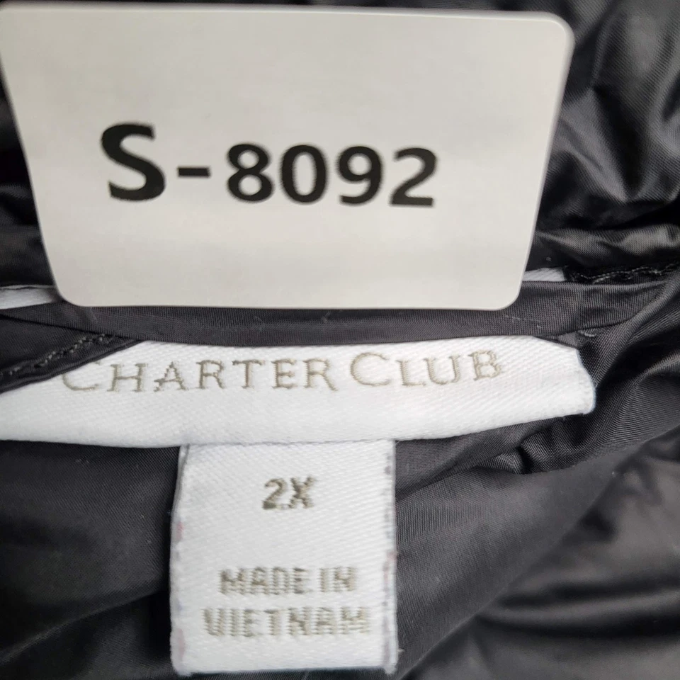 Chaleco Charter Club Mujer 2X Negro Puffer Sorona Cremallera Foto 2 de 4