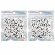 100pcs White Round Flat Letter D Acrylic Alphabet Beads 7mm DIY Bracelet Craft