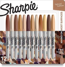 Sharpie Permanent Markers, Portrait Colors, Fine Point, Assorted, 12 ct