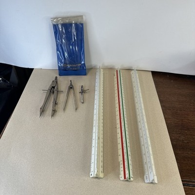 Architects Drafting Compass 6  Microbow Drafting Tools W/ Alvin Engineer Rulers