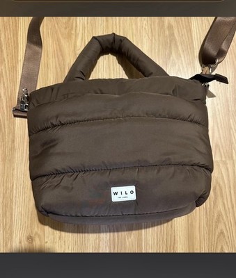 WILO THE LABEL Brown Quilted Crossbody Bag Top Handle Adjustable Strap