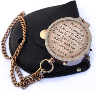 Engraved Brass Compass | Engraved Bible Verse | Christian Spiritual Gift Work