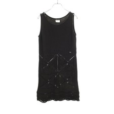 Chanel Sleeveless Dress Cotton Black Size 38 Chest 16.9 in Length 35.8 in