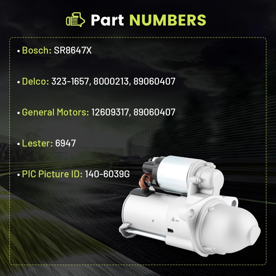 Starter Motor Fit 2008-2017 Chevrolet Cobalt Equinox HHR Impala Malibu Captiva Foto 2 de 4