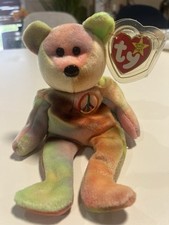 Rare Retired Ty Beanie Baby: Peace Bear 1996 - Multicolor