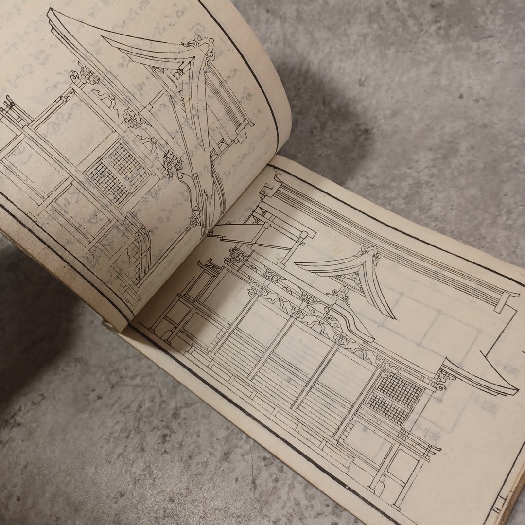 master carpenter template:woodblock print :Japanese architecture:Temple Shrine