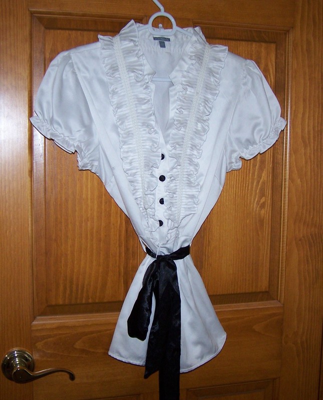 Charlotte Russe NWOT white ruffle top belted Y2K vintage retro pinup, L
