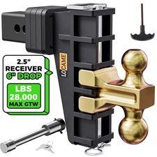 Adjustable Trailer Hitch Fits 2.5 inch Receiver 6" Drop Hitch 28000lb Tow Hitch