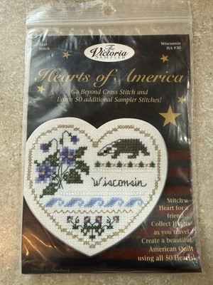 The Victoria Sampler Hearts of America Wisconsin Cross Stitch Kit