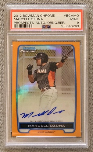 Marcell Ozuna [Orange Refractor] #BCAMO card from 2012 Bowman Chrome Prospect Autographs