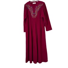 Vanity Fair Women  s Fleece Zip Up Robe M Nightgown Pockets Embroidered Fuchsia