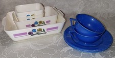Vintage 1960s Pyrex Pattern Dishes Ideal Plates Cups Pretend Play Toys Lot RARE