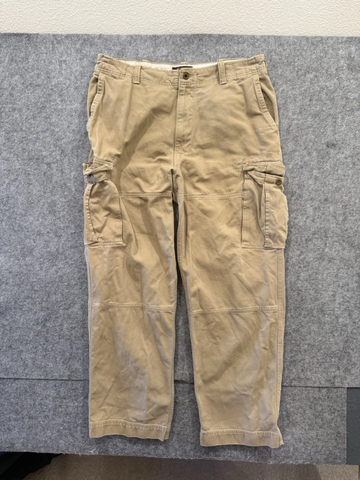 Vintage Abercrombie & Fitch Men 36R Cargo Pants Tan Brown Wide Leg Cotton Y2K