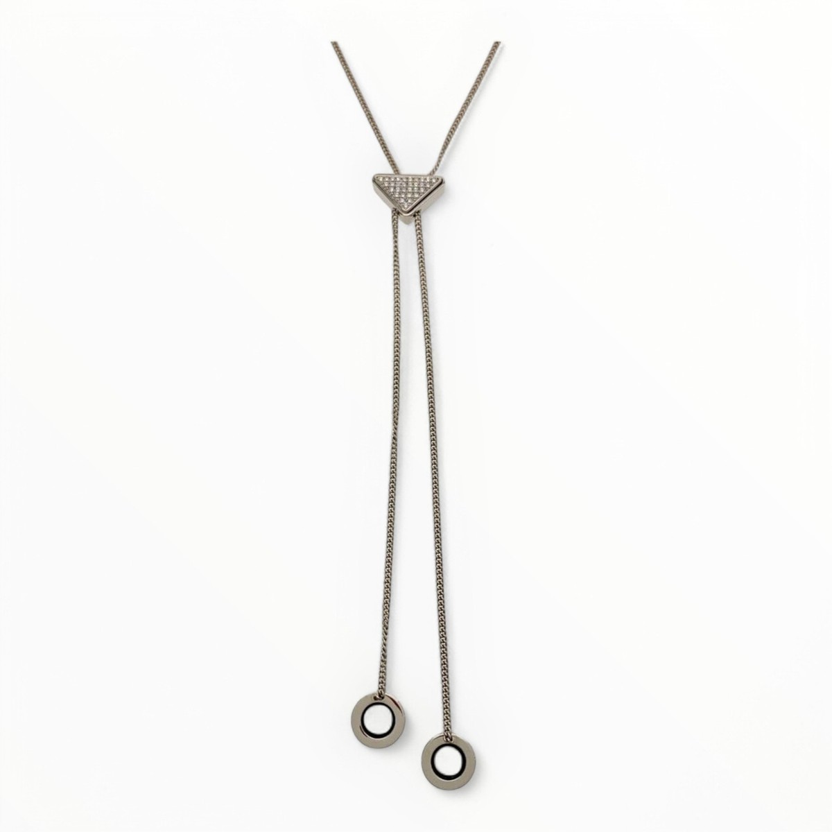 PRADA ロコハッチヘンシルスカト 21H98515XM F0009 PRADA Necklace Silver Pendant for Men Authentic H:0.39” W