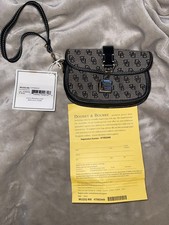 NWT Dooney & Bourke Signature Monogram Black Wristlet Wallet Clutch + Card