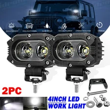 2Pcs 4inch LED Cube Pods Work Lights Fog Driving Lamp Offroad ATV 4WD Truck SUV