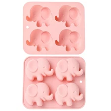 2x Elephant Shaped Silicone Mold Pink for Cake Chocolate Sugarcraft Craft Making