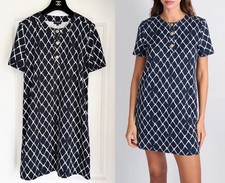 CHANEL 18M COCO BEACH NAVY BLACK WHITE CC LOGO BUTTONS MINI DRESS 42