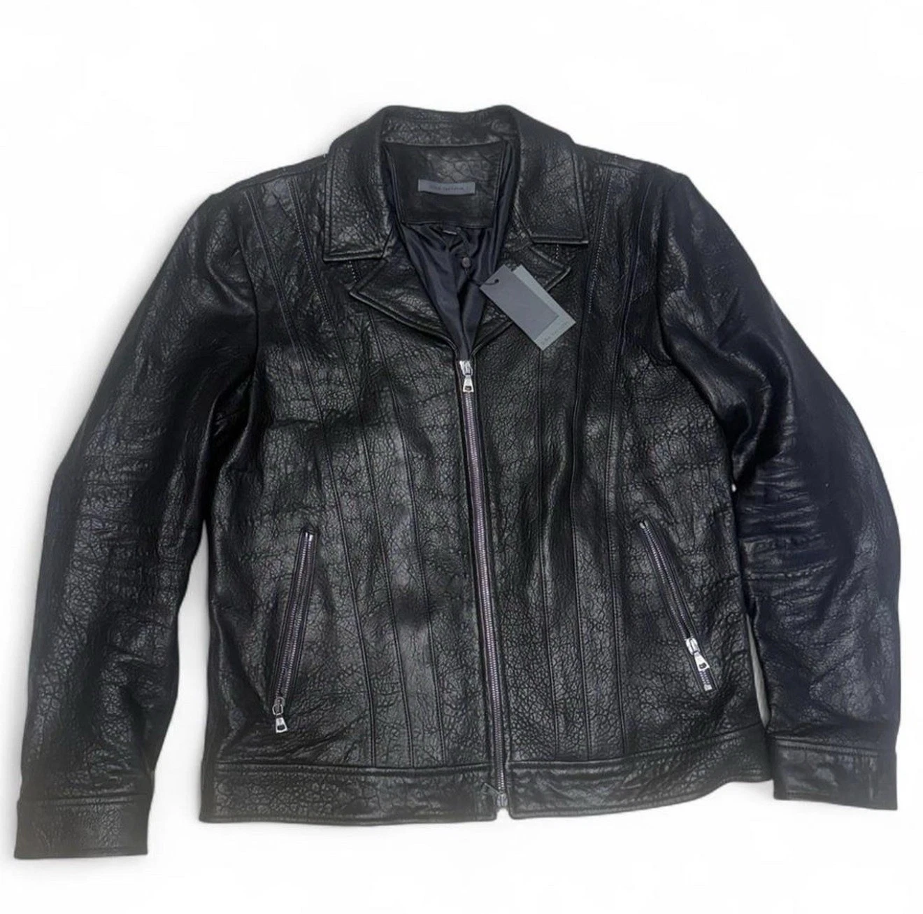 John Varvatos Men's Leather Jacket Size 50 Beaded Black - product detail image 1