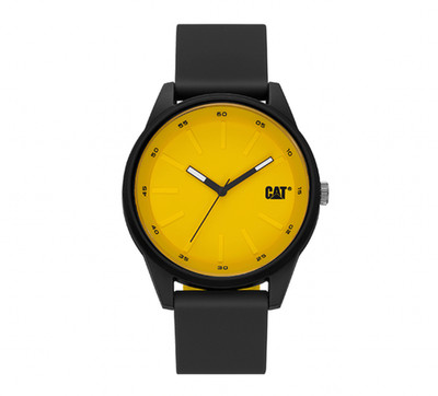 Caterpillar Watch Mens LJ.160.21.721 Yellow Dial Black Silicone Quartz New CAT
