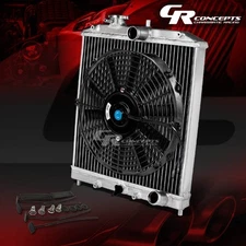 ALUMINUM 2-ROW/CORE HALF SIZE RADIATOR+12" FAN FOR 92-00 CIVIC/DEL SOL INTEGRA