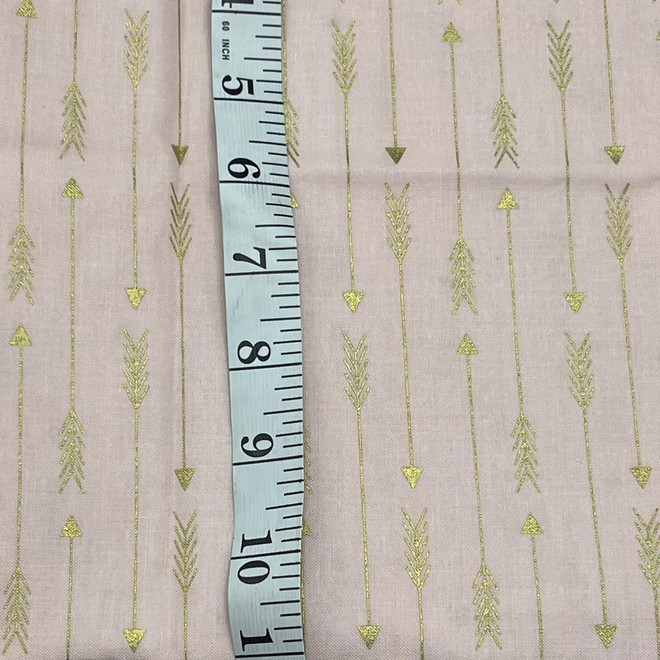 Michael Miller Cotton Fabric Pink with Gold Arrows Gold Metallic - Image 4 of 4