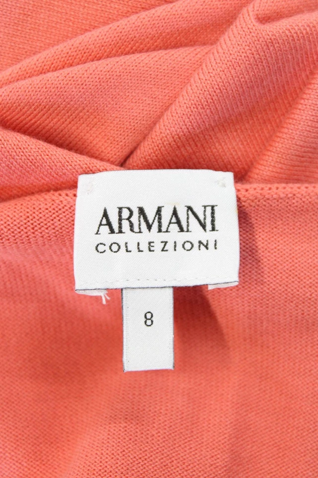 Suéter Armani Collezioni Mujer Cuello en V Sin Mangas Concha Rosa Algodón Talla 8 Foto 4 de 4