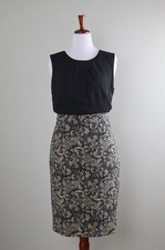 TALBOTS $129 Paisley Skirted Lined Blouson Sleeveless Pencil Dress Size 14