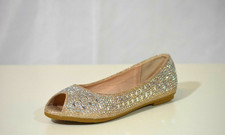 evening prom open toe rhinestone dress flat shoes -Mika 47