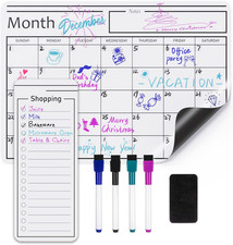 Magnetic Dry Erase Whiteboard Calendar for Fridge, Easy to Clean, Schedule Organ